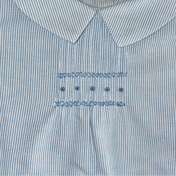 NWT Edgehill Collection Baby Blue & White Striped Bubble Romper size 12M - Picture 3 of 5